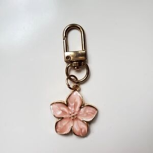 Flower Enamel Goldtone Bag Charm Key Chain